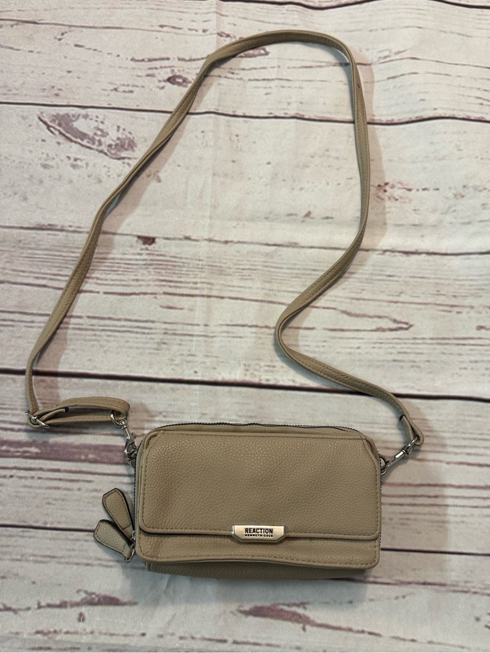 Kenneth Cole Reaction Taupe Crossbody Wallet Bag